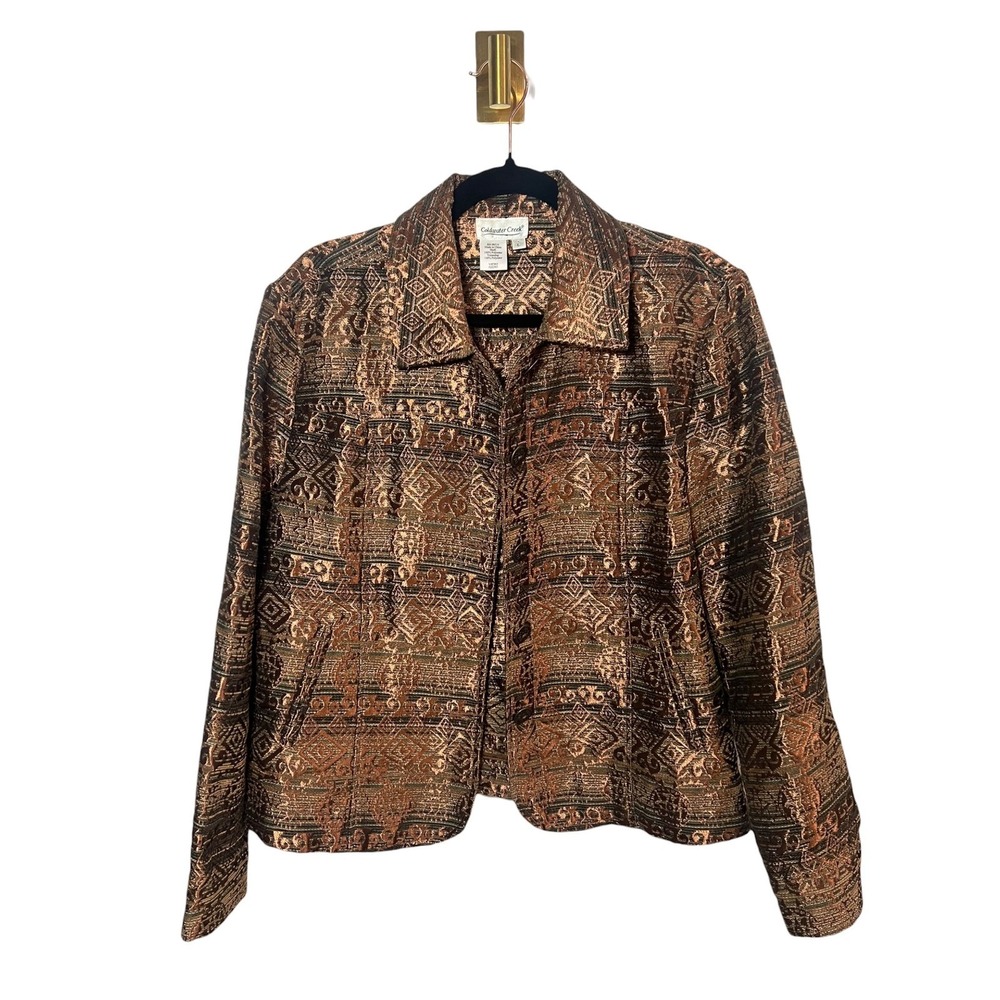 Coldwater Creek Boho Tapestry Jacket Fall Geometric Button Front Blazer Large